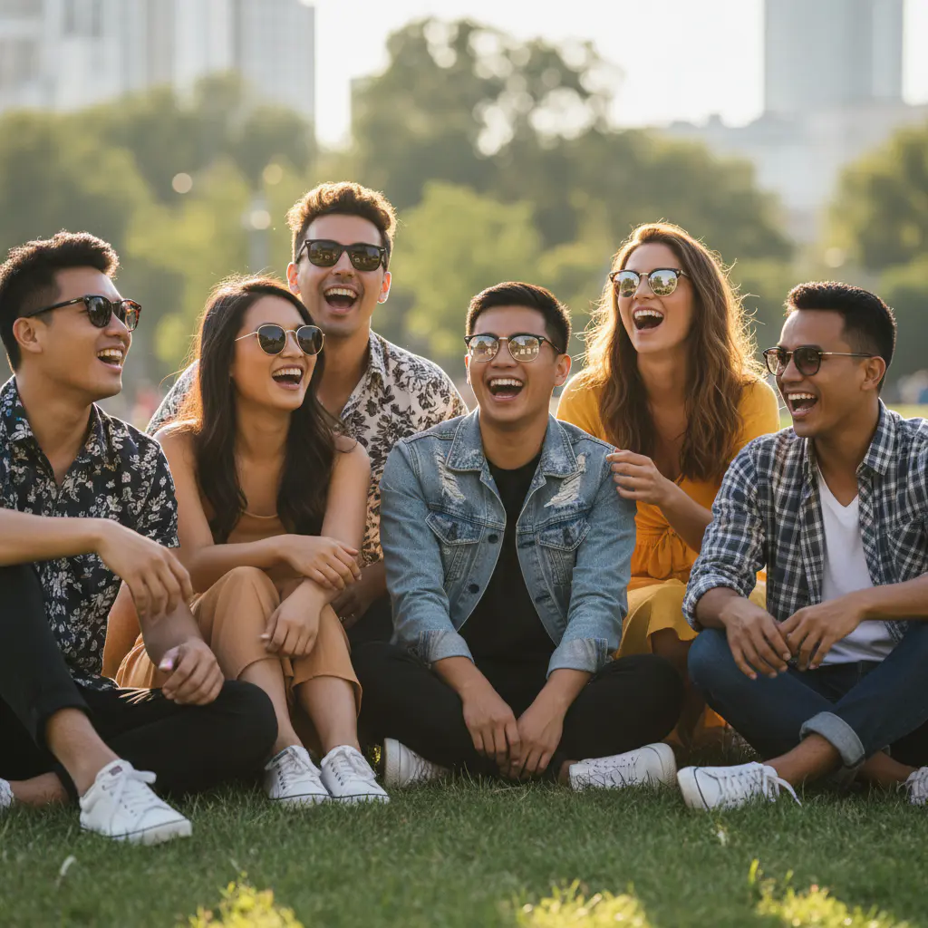Grupo de amigos sonriendo