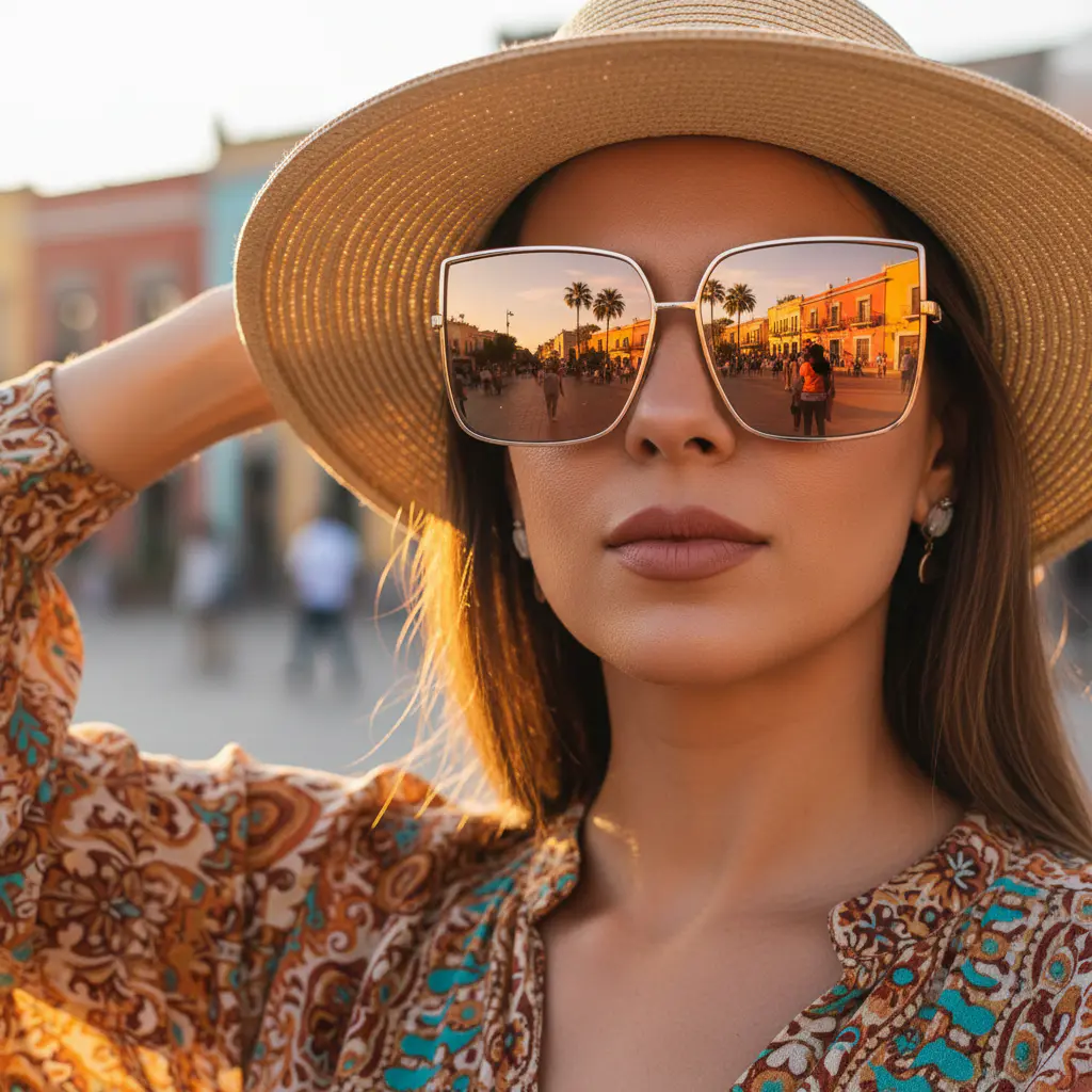 Mujer con gafas de sol en ciudad de México