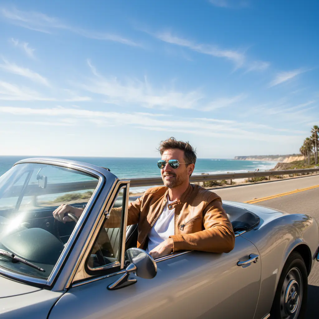 Hombre conduciendo con gafas