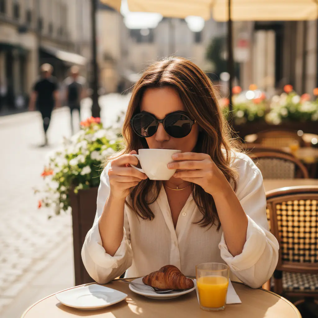 Mujer tomando café en Polanco
